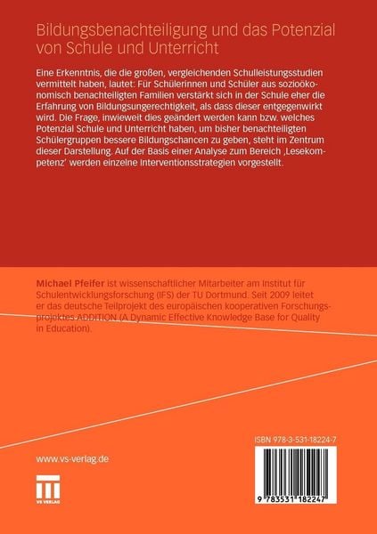 Produktbild: Bildungsbenachteiligung und das Potenzial von Schule und Unterricht