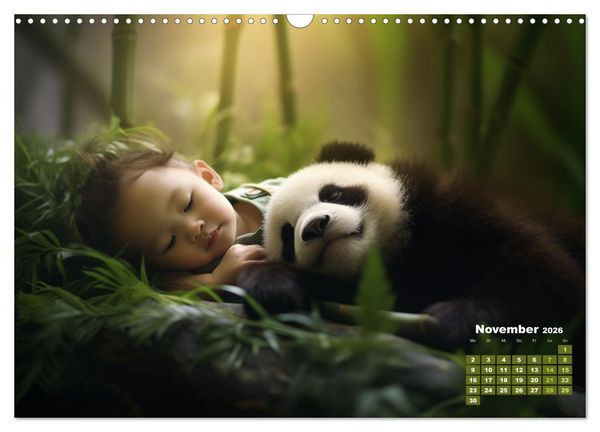 Produktbild: Kleine Schlummerparade: Babys und ihre kuscheligen Tierfreunde (Wandkalender 2026 DIN A3 quer), CALVENDO Monatskalender