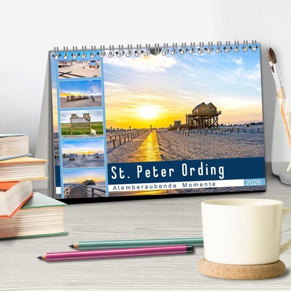 Produktbild: St. Peter Ording - Atemberaubende Momente (Tischkalender 2026 DIN A5 quer), CALVENDO Monatskalender