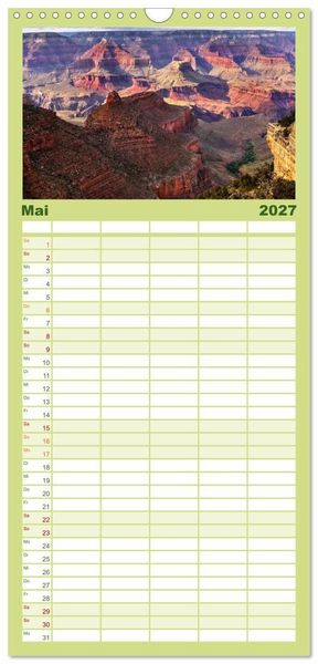 Produktbild: Familienplaner 2027 - Grand Canyon, Nationalpark mit 5 Spalten (Wandkalender, 21 x 45 cm) CALVENDO