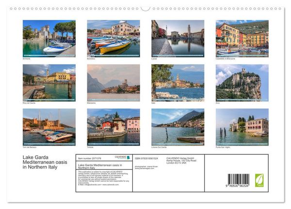 Produktbild: Lake Garda Mediterranean oasis in Northern Italy (High Quality Premium Wall Calendar 2026 DIN A2 landscape),CALVENDO 12 Month Wall Calendar
