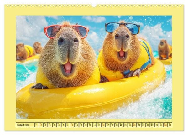 Produktbild: Capybaras on Tour. Wasserschweine als Weltenbummler (hochwertiger Premium Wandkalender 2026 DIN A2 quer), Kunstdruck in Hochglanz