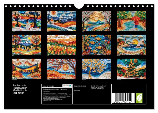 Produktbild: Zauberhafte Papierwelten - Meditation & Inspiration (Wandkalender 2026 DIN A4 quer), CALVENDO Monatskalender