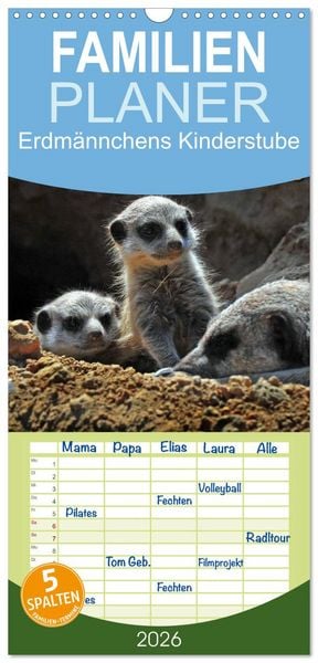 Produktbild: Familienplaner 2026 - Erdm&auml;nnchens Kinderstube mit 5 Spalten (Wandkalender, 21 x 45 cm) CALVENDO