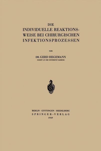 Produktbild: Die Individuelle Reaktionsweise bei Chirurgischen Infektionsprozessen
