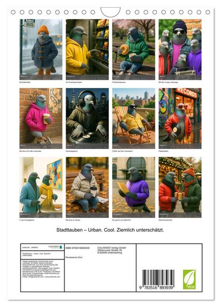 Produktbild: Stadttauben &ndash; Urban. Cool. Ziemlich untersch&auml;tzt. (Wandkalender 2027 DIN A4 hoch), CALVENDO Monatskalender