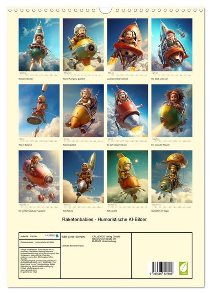 Produktbild: Raketenbabies - Humoristische KI-Bilder (Wandkalender 2026 DIN A3 hoch), CALVENDO Monatskalender