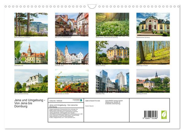 Produktbild: Jena und Umgebung - Von Jena bis Dornburg (Wandkalender 2026 DIN A3 quer), CALVENDO Monatskalender