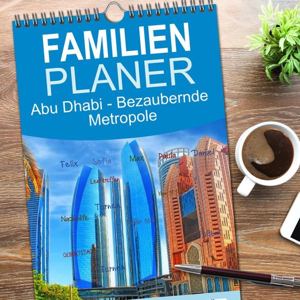 Produktbild: Familienplaner 2026 - Abu Dhabi - Bezaubernde Metropole mit 5 Spalten (Wandkalender, 21 x 45 cm) CALVENDO