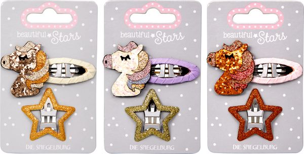 Produktbild: Haarclips Glitzerpferde no.3 - beautiful Stars, sort.i.D.