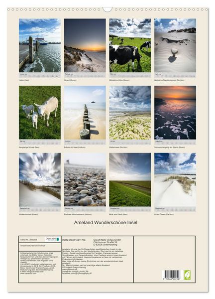 Produktbild: Ameland Wundersch&ouml;ne Insel (Wandkalender 2026 DIN A2 hoch), CALVENDO Monatskalender
