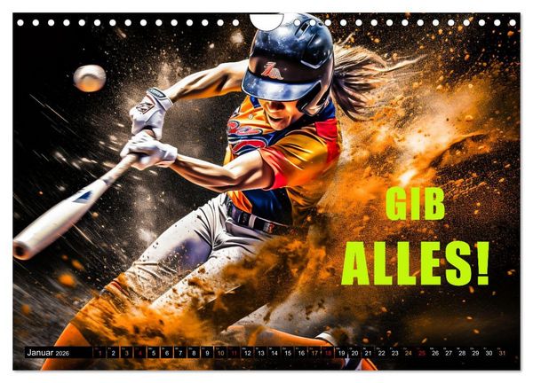 Produktbild: Baseball und Motivation (Wandkalender 2026 DIN A4 quer), CALVENDO Monatskalender