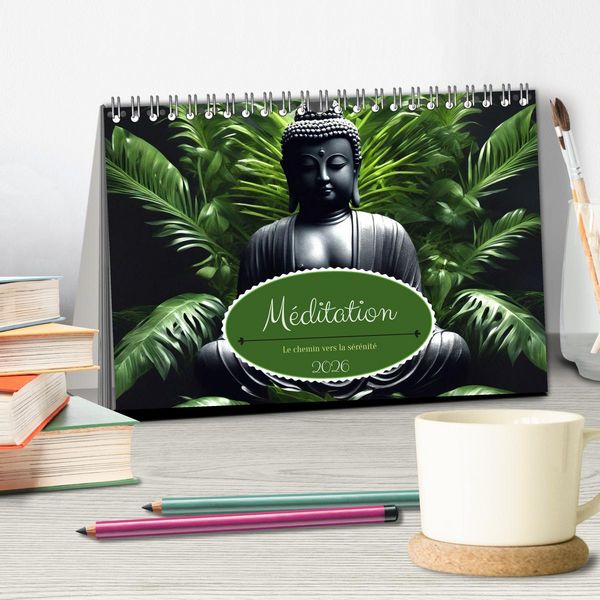 Produktbild: M&eacute;ditation Le chemin vers la s&eacute;r&eacute;nit&eacute; (Calendrier de bureau 2026 DIN A5 vertical), CALVENDO calendrier mensuel
