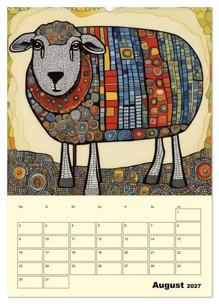 Produktbild: Farbenfrohe Tiermalerei (hochwertiger Premium Wandkalender 2027 DIN A2 hoch), Kunstdruck in Hochglanz