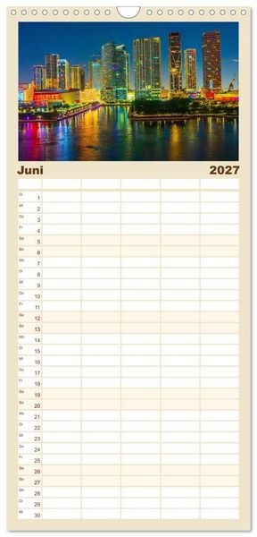Produktbild: Familienplaner 2027 - Sehnsuchtsh&auml;fen in der Nacht mit 5 Spalten (Wandkalender, 21 x 45 cm) CALVENDO