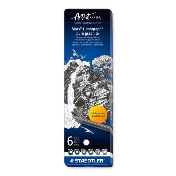 Produktbild: STAEDTLER Vollgraphitstifte Mars Lumograph, 6er Set, 6 H&auml;rtegrade