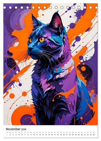Produktbild: Pop-Art Katzen - Moderne, verr&uuml;ckte Katzenportr&auml;ts (Tischkalender 2026 DIN A5 hoch), CALVENDO Monatskalender