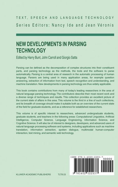 Produktbild: New Developments in Parsing Technology