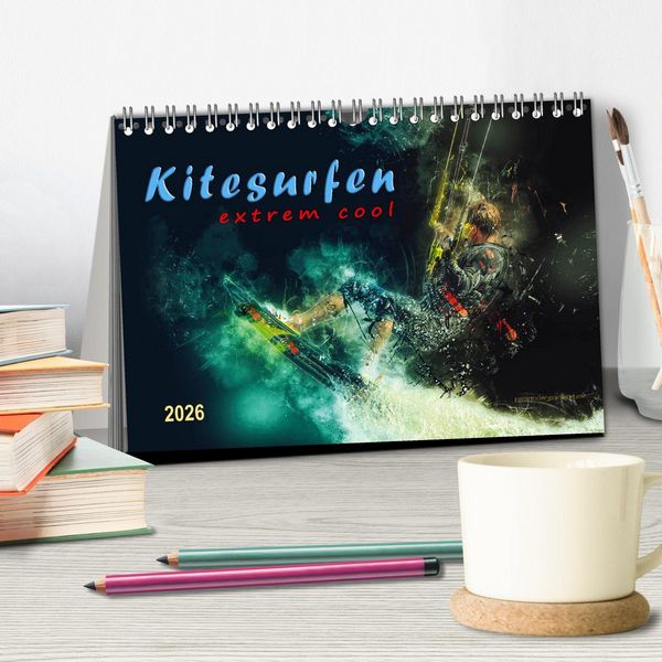 Produktbild: Kitesurfen extrem cool (Tischkalender 2026 DIN A5 quer), CALVENDO Monatskalender
