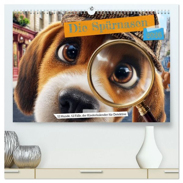 Produktbild: Die Sp&uuml;rnasen - 12 Hunde, 12 F&auml;lle, der Kinderkalender f&uuml;r Detektive (hochwertiger Premium Wandkalender 2026 DIN A2 quer), Kunstdruck in Hochglanz