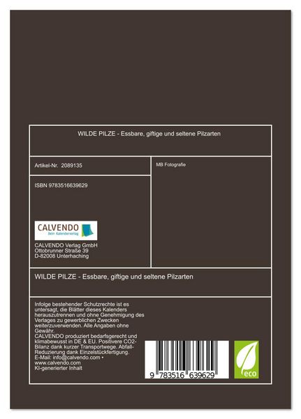 Produktbild: WILDE PILZE - Essbare, giftige und seltene Pilzarten (Tischkalender 2026 DIN A5 hoch), CALVENDO Monatskalender
