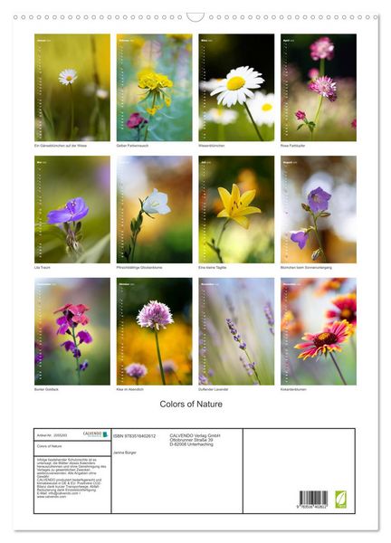 Produktbild: Colors of Nature (Wandkalender 2026 DIN A2 hoch), CALVENDO Monatskalender