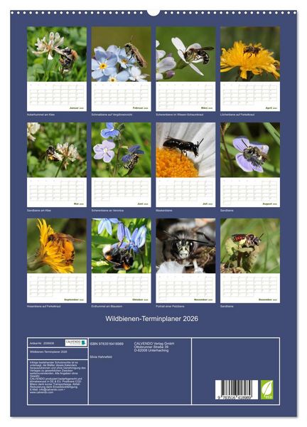 Produktbild: Wildbienen-Terminplaner 2026 (hochwertiger Premium Wandkalender 2026 DIN A2 hoch), Kunstdruck in Hochglanz