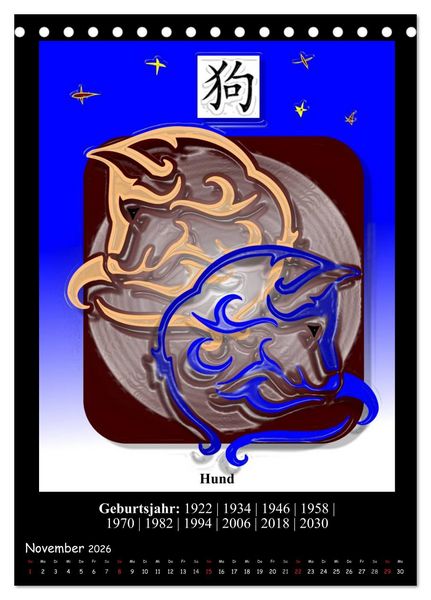 Produktbild: Chinesisches Horoskop (Tischkalender 2026 DIN A5 hoch), CALVENDO Monatskalender