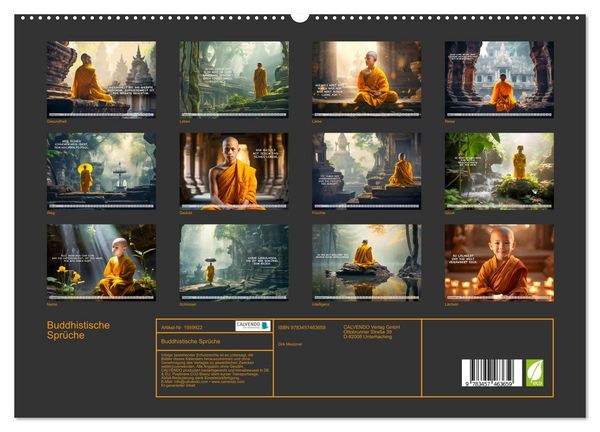 Produktbild: Buddhistische Spr&uuml;che (hochwertiger Premium Wandkalender 2026 DIN A2 quer), Kunstdruck in Hochglanz
