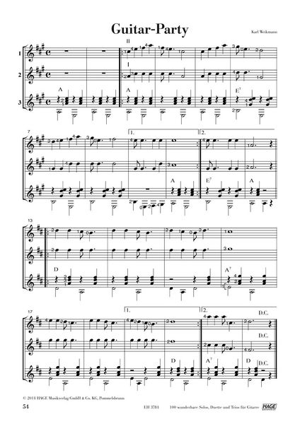 Produktbild: 100 wunderbare Solos, Duette und Trios f&uuml;r Gitarre