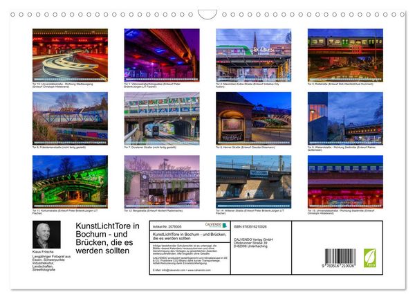 Produktbild: KunstLichtTore in Bochum - und Br&uuml;cken, die es werden sollten (Wandkalender 2026 DIN A3 quer), CALVENDO Monatskalender