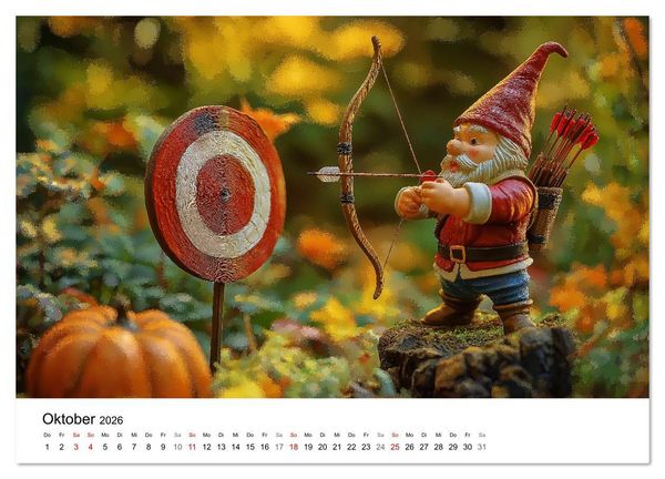 Produktbild: Sportliche Gartenzwerge (Wandkalender 2026 DIN A3 quer), CALVENDO Monatskalender