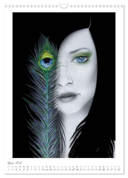 Produktbild: Colourful Women - Fantasy-Frauenportraits in Acryl und Mischtechnik (Wandkalender 2026 DIN A3 hoch), CALVENDO Monatskalender