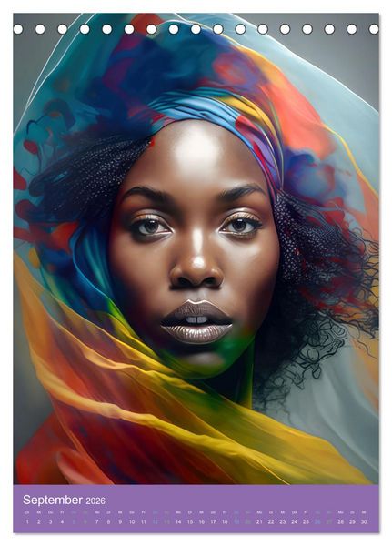 Produktbild: Afrikanische Frauen - Portraits im Stil der afrikanischen Kultur (Tischkalender 2026 DIN A5 hoch), CALVENDO Monatskalender
