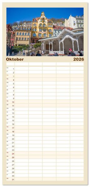 Produktbild: Familienplaner 2026 - Karlsbad / Karlovy Vary - Kleinod im Westb&ouml;hmischen B&auml;derdreieck mit 5 Spalten (Wandkalender, 21 x 45 cm) CALVENDO