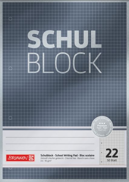 Produktbild: Brunnen Schulblock A4 Lin22 50Bl Premium