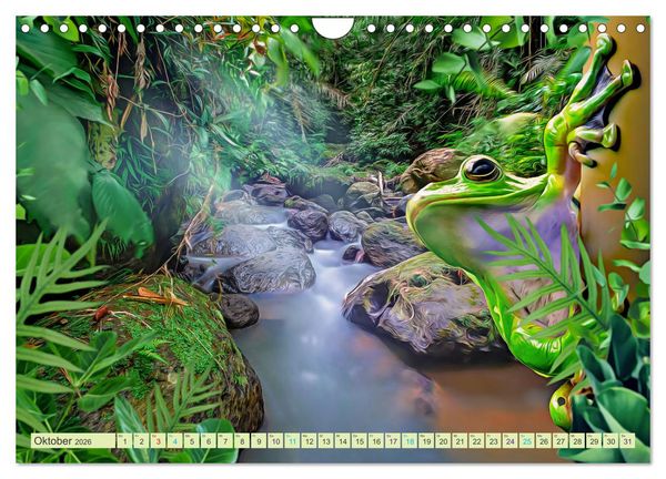 Produktbild: Dschungelwelt - Artwork (Wandkalender 2026 DIN A4 quer), CALVENDO Monatskalender