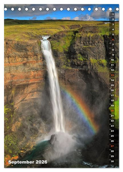 Produktbild: Wasserf&auml;lle auf Island (Tischkalender 2026 DIN A5 hoch), CALVENDO Monatskalender