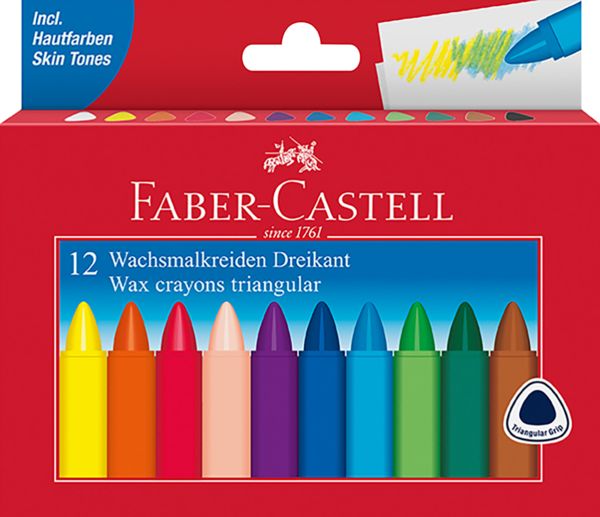 Produktbild: Faber-Castell Wachsmalstifte dreikant 12er Kartonetui