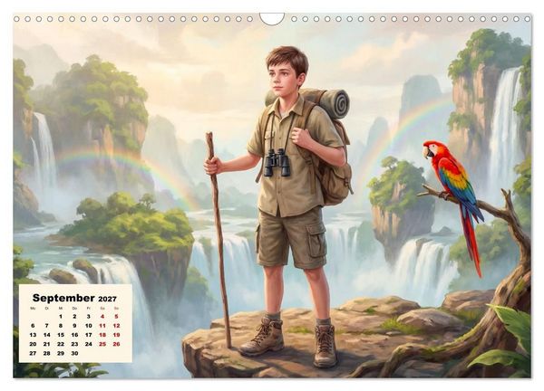 Produktbild: Kleine Entdecker auf magischen Reisen - Fantasy-Welten f&uuml;r Kinder (Wandkalender 2027 DIN A3 quer), CALVENDO Monatskalender
