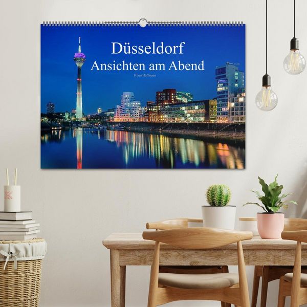 Produktbild: D&uuml;sseldorf - Ansichten am Abend (Wandkalender 2026 DIN A2 quer), CALVENDO Monatskalender