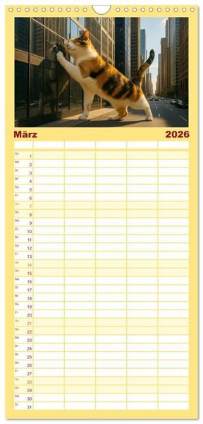 Produktbild: Familienplaner 2026 - Katzen Weltherrschaft mit 5 Spalten (Wandkalender, 21 x 45 cm) CALVENDO