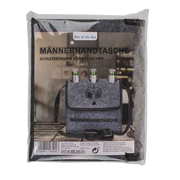 Produktbild: M&auml;nnerhandtasche f&uuml;r 3 Flaschen grau