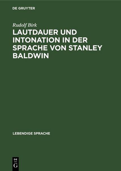 Produktbild: Lautdauer und Intonation in der Sprache von Stanley Baldwin