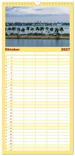 Produktbild: Familienplaner 2027 - Kunterbuntes Miami mit 5 Spalten (Wandkalender, 21 x 45 cm) CALVENDO