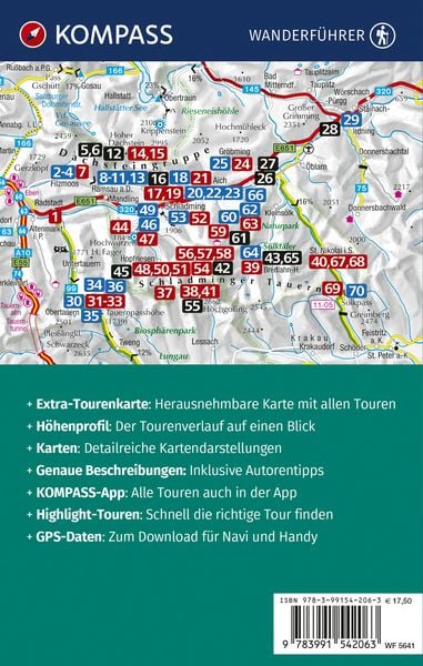Produktbild: KOMPASS Wanderf&uuml;hrer Dachstein-Tauern Ost, 70 Touren mit Extra-Tourenkarte
