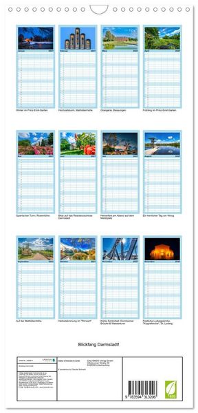 Produktbild: Familienplaner 2027 - Blickfang Darmstadt! mit 5 Spalten (Wandkalender, 21 x 45 cm) CALVENDO