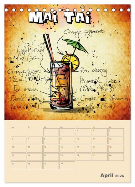 Produktbild: Coole Cocktails (Tischkalender 2026 DIN A5 hoch), CALVENDO Monatskalender
