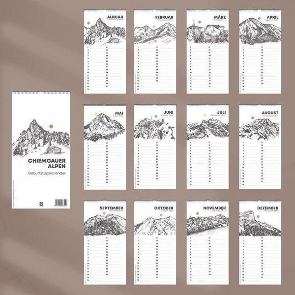 Produktbild: Kleiner Geburtstagskalender "Chiemgauer Alpen", ohne Jahreszahl