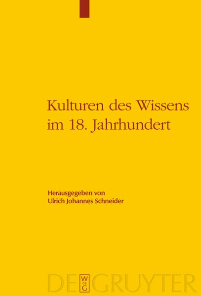 Produktbild: Kulturen des Wissens im 18. Jahrhundert